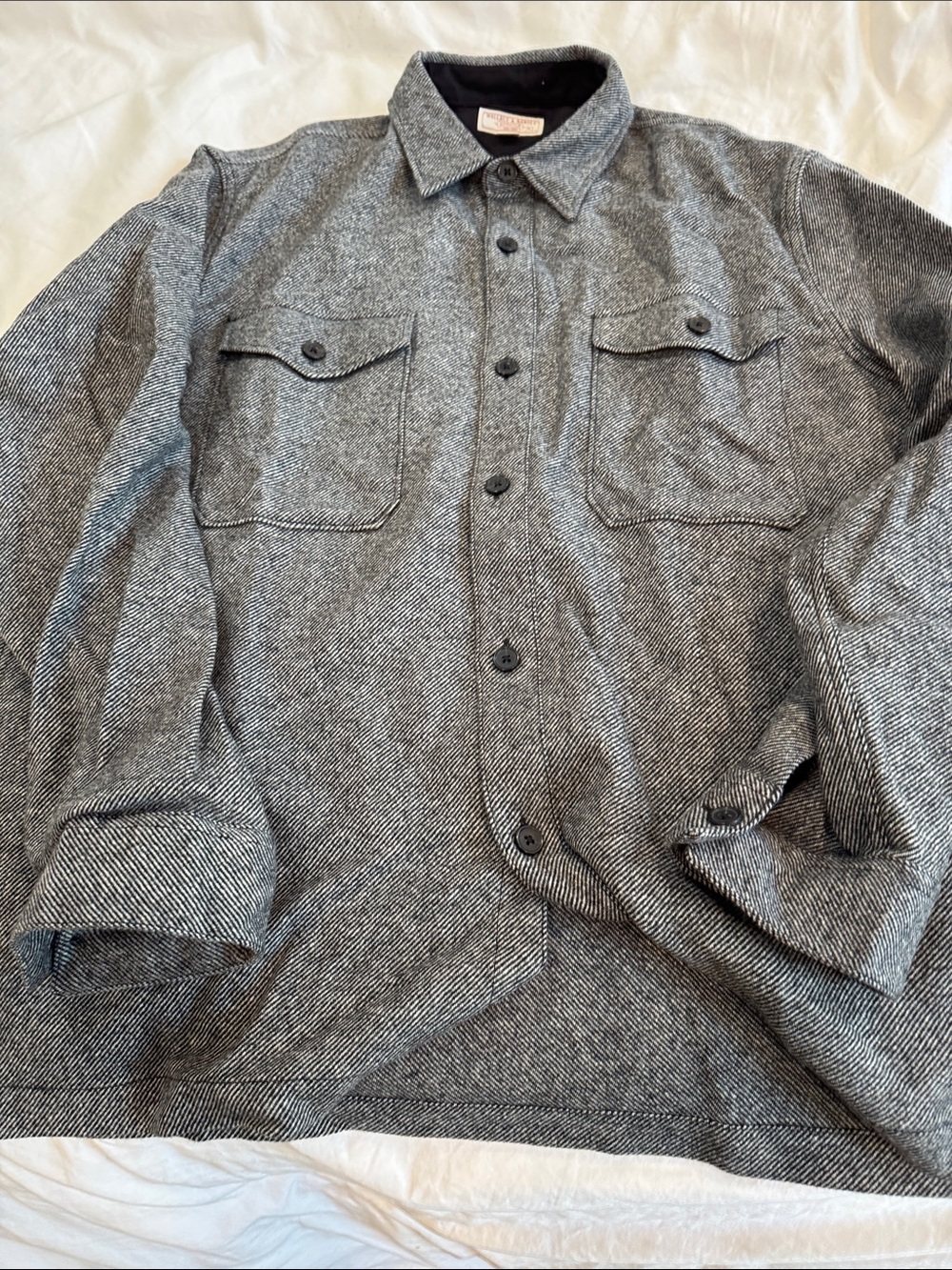 Wallace & Barnes Men's Gray Button-Up 100% Wool Jacket
